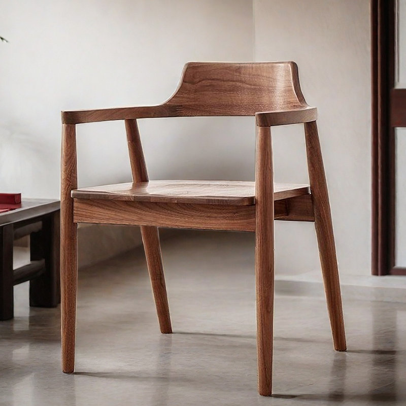 Hokku Designs Yadin Solid Wood Low Back Arm Chair Dining Chair | Wayfair